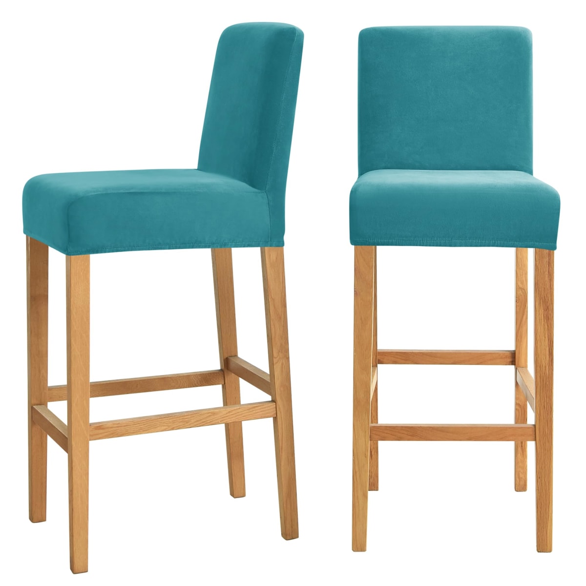 Curuyan Velvet Chair Covers for Pub Chairs,Counter Stool Slipcovers, Stretch Bar Stool Chair Covers Pack of 2 (Turqouise)
