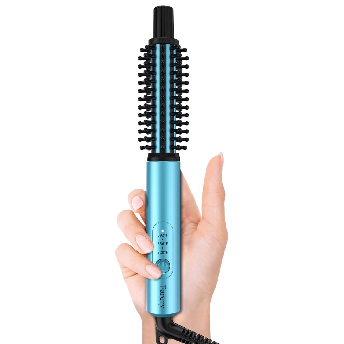Farery Mini Thermal Brush 3 Temperature Adjustable, 3/4 Inch Travel Curling Iron for Short Hair, Heated Round Brush for Touch-ups and Small Curls, Lightweight Curling Wand for Thin Hair, Dual Voltage