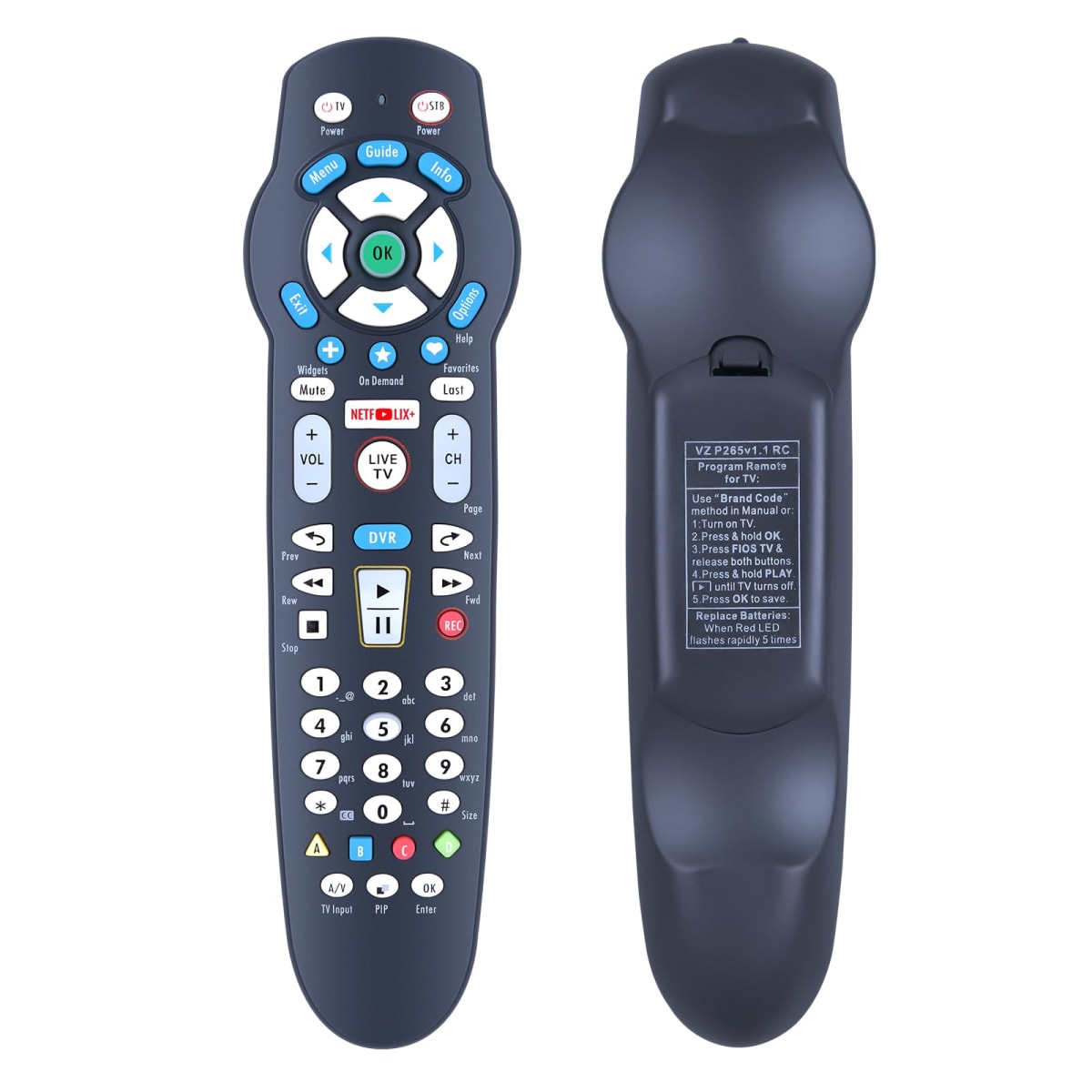 Snrigw Replacement Remote Control for Verizon Fios P265v 3.1 (RC2655101/02B) Frontier Cable Box TV
