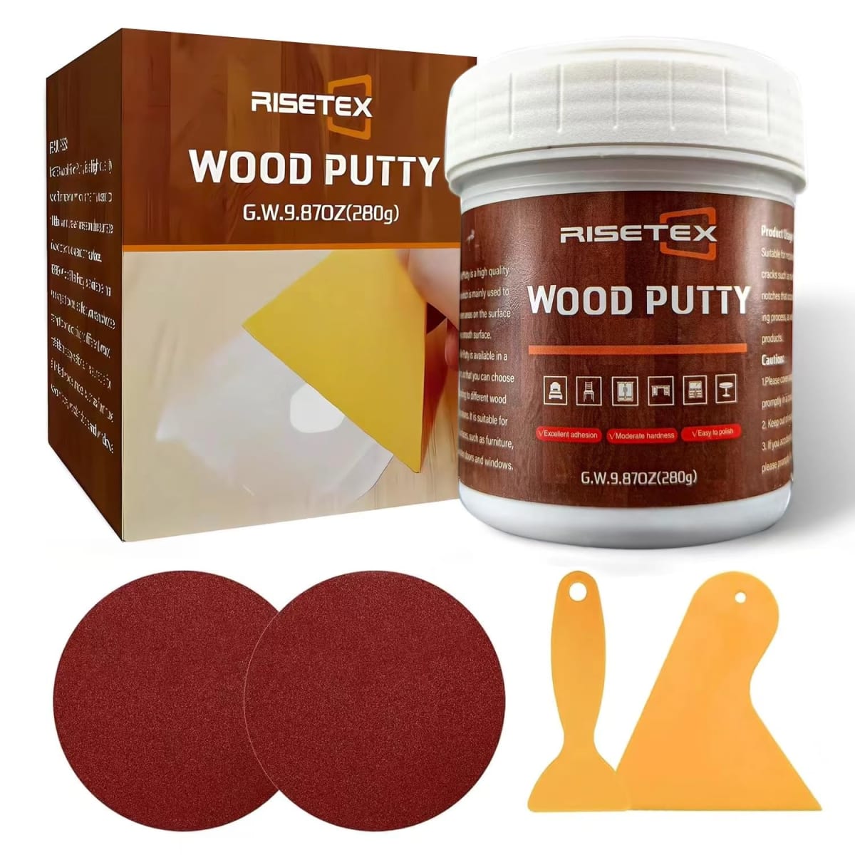 Wood Filler Putty, 10.8 Oz Stainable & Paintable Wood Filler, Walnut Wood Putty, Wood Repair Kit for Quickly Repair Any Breaks, Cracks, Chips