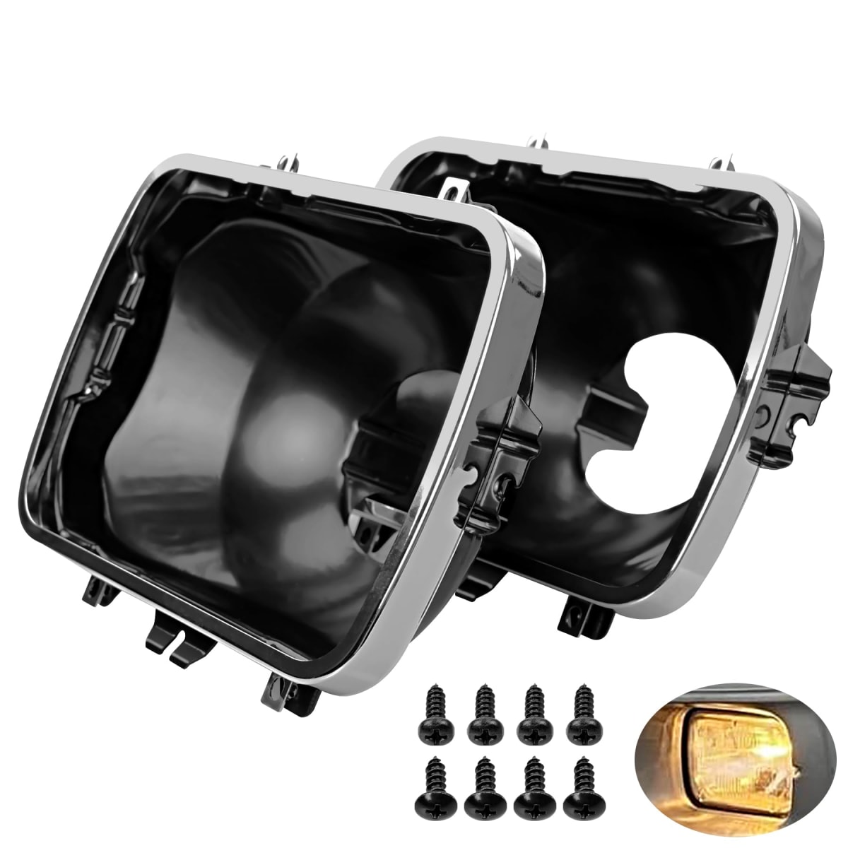 42437 Headlights Brackets Buckets, for GMC Suburban Topkick Chevy Kodiak Buick Oldsmobile Pontiac, Repalce 5X7 Front Head Lights Support Holder Mounting Brackets Buckets Pair Kits