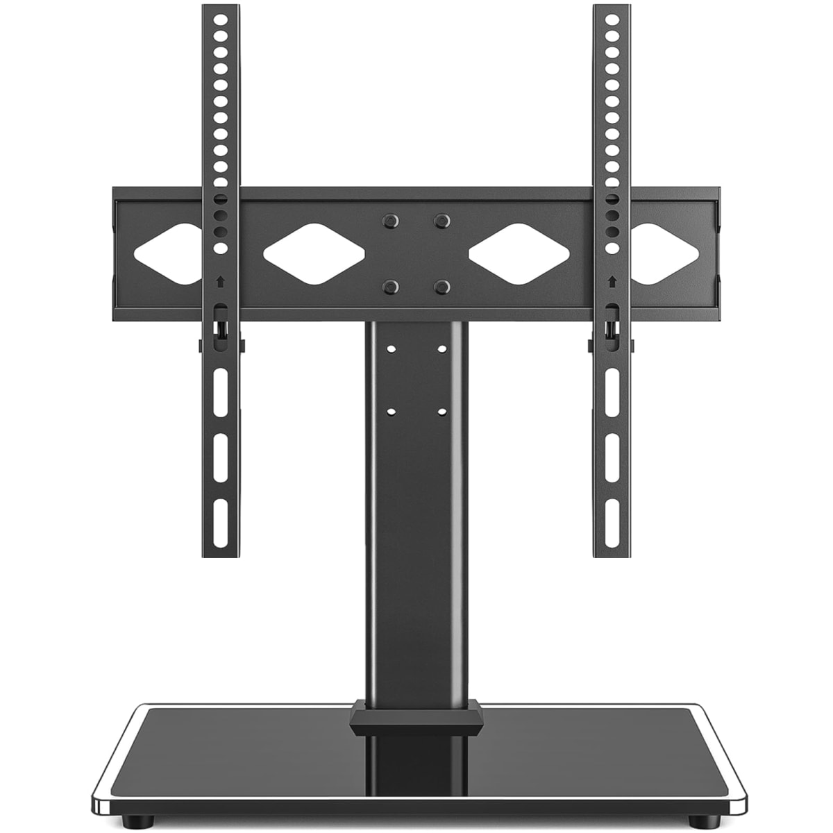 Rfiver Table Top TV Stand Base with Universal Mount Bracket for 27" to 55" TVs, Height Adjustment for Better Viewing, Black Tempered Glass Base and Strong Steel Design, UT4001