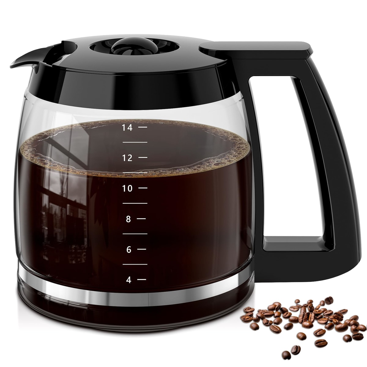 14-Cup Coffee Pot Replacement for Cuisinart Coffee Maker DCC-2200, DCC-2600, DCC-2800, DCC-3200, and DCC-3200P1, Glass Carafe Replacement for Cuisinart with Sturdy Handle, BPA Free, Dishwasher Safe