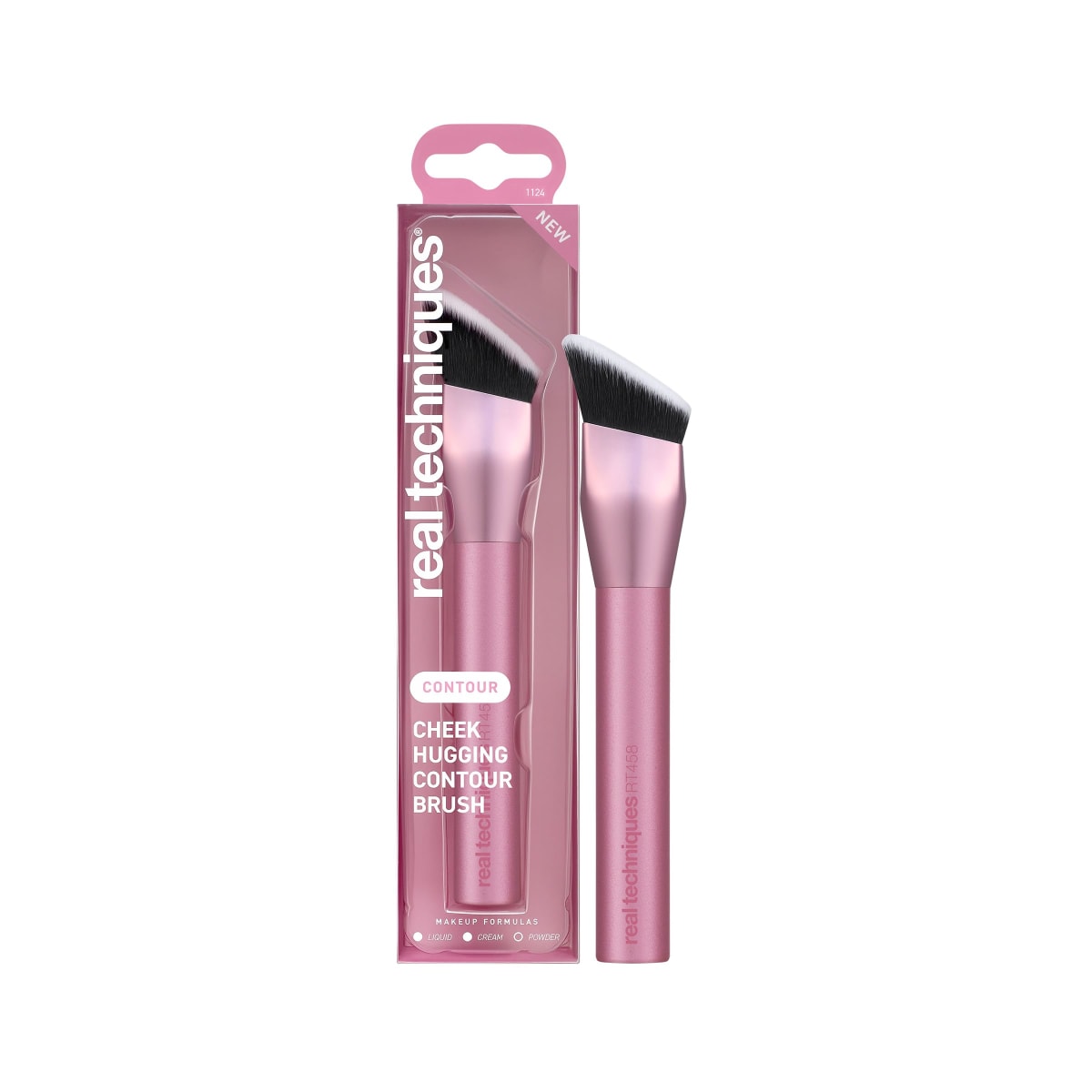 Real Techniques Cheek Hugging Contour Brush, Angled Makeup Brush for Cream Contour Liquid Bronzer & Sculpting, Precision Face Shaping, UltraPlush Bristles, Cruelty-Free, 1 Count