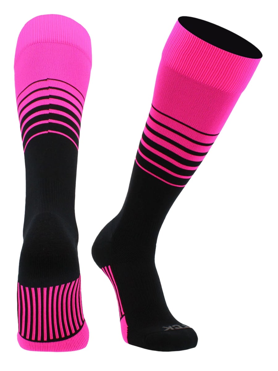 TCK Sports Elite Breaker Soccer Socks (Hot Pink/Black, X-Large)
