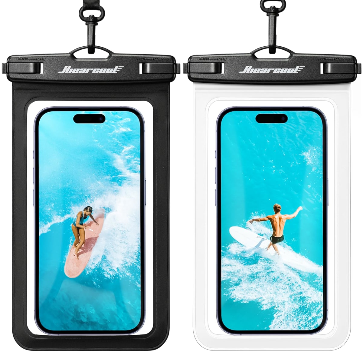 Hiearcool Universal Waterproof Phone Pouch, Waterproof Phone Case Compatible for iPhone 14 13 12 11 Pro Max XS Plus Samsung Galaxy S22 Cellphone Up to 7.2", IPX8 Cellphone Dry Bag for Vacation-2 Pack