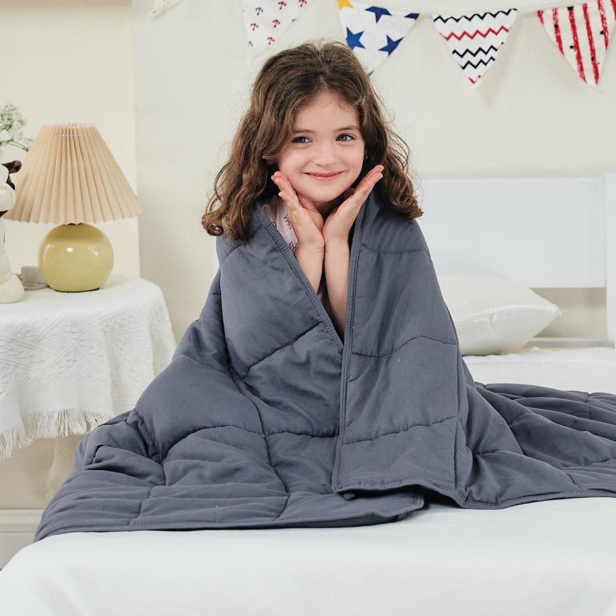 Weighted Blanket (7 lbs, 41" x 60", Grey) Cooling Heavy Blanket for Sleeping Perfect for 60-90 lbs, Breathable Blanket with Premium Glass Bead,Machine Washable
