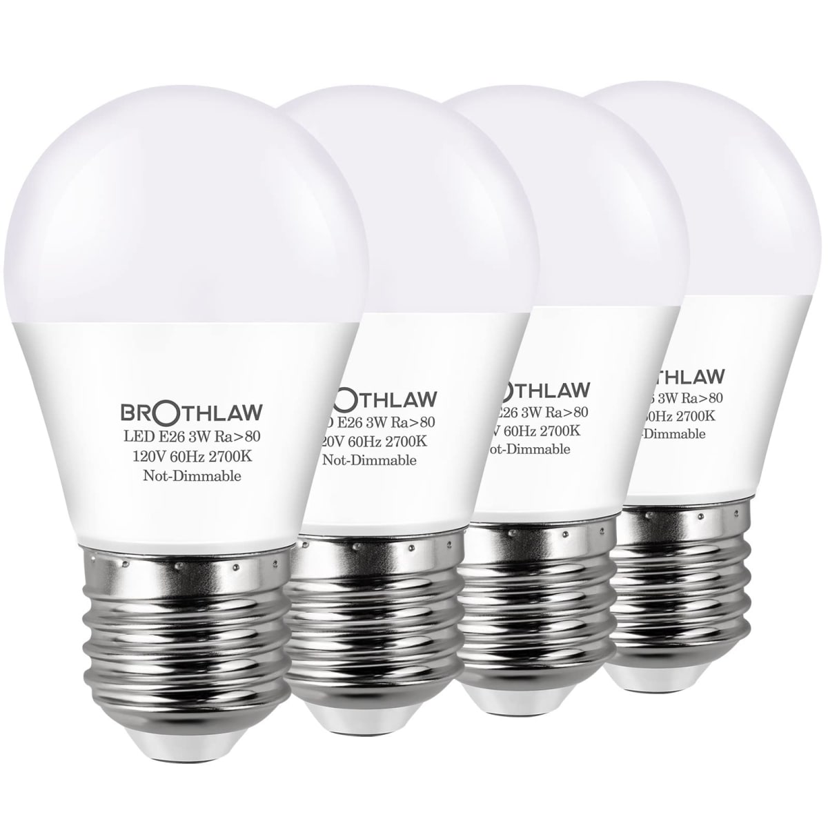 Brothlaw 25 Watt Equivalent Light Bulbs, A15 LED Light 3W E26 Base 2700K Warm White Low watt Light Bulbs,Nightstand Light Bulb, Table Lamp Bulb, 4 Pack
