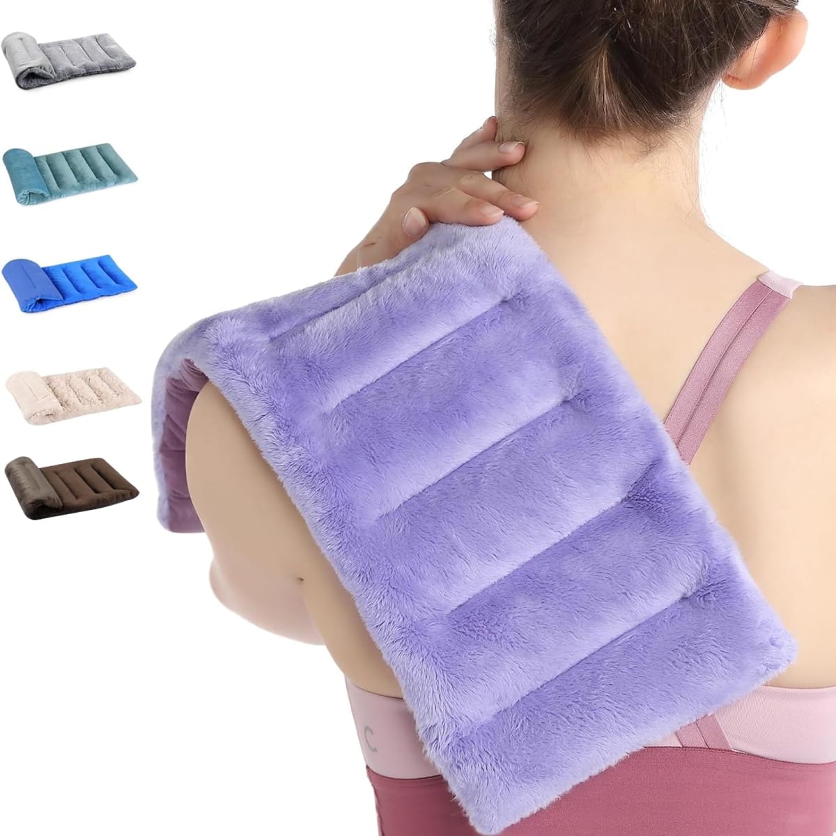 SuzziPad Microwave Heating Pad for Discomfort Reducing, 7x16 Microwavable Heated Pads, Muscle Ache, Soothing Fatigue for Neck and Shoulder, Bean Bag Moist Heat Pack for Mother, 1.74lb, Purple
