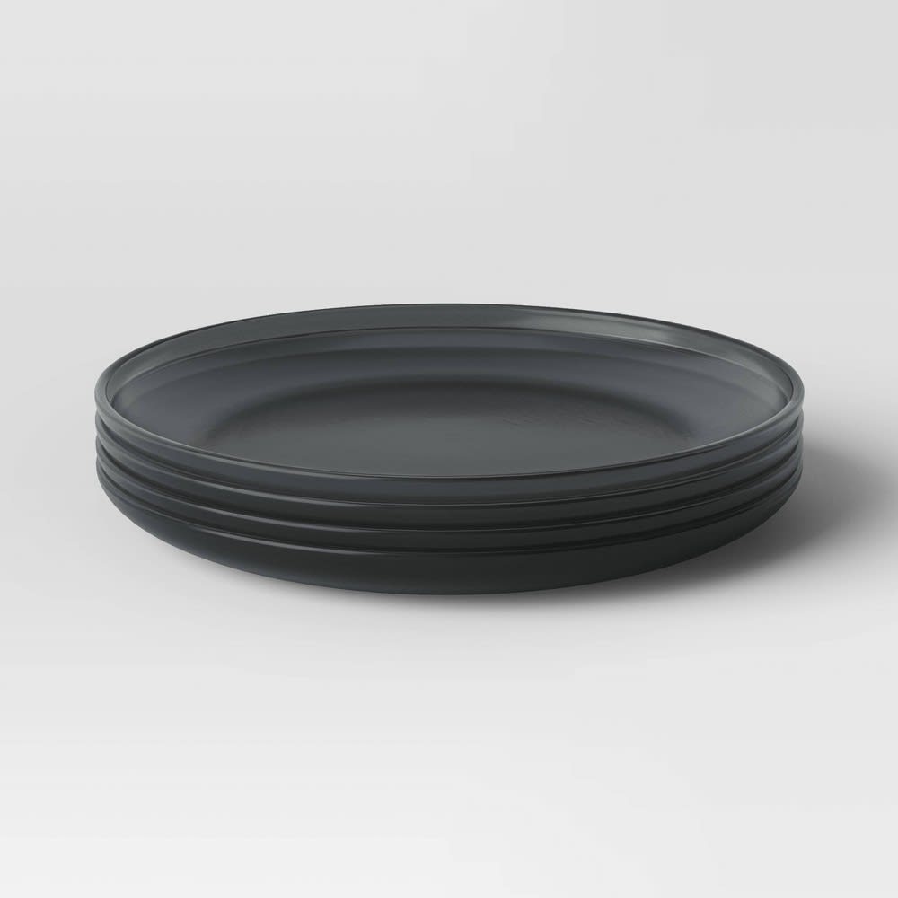4pc 6" Appetizer Plates Black - Room Essentials™: Plastic Dinnerware, BPA-Free, Microwave & Dishwasher Safe