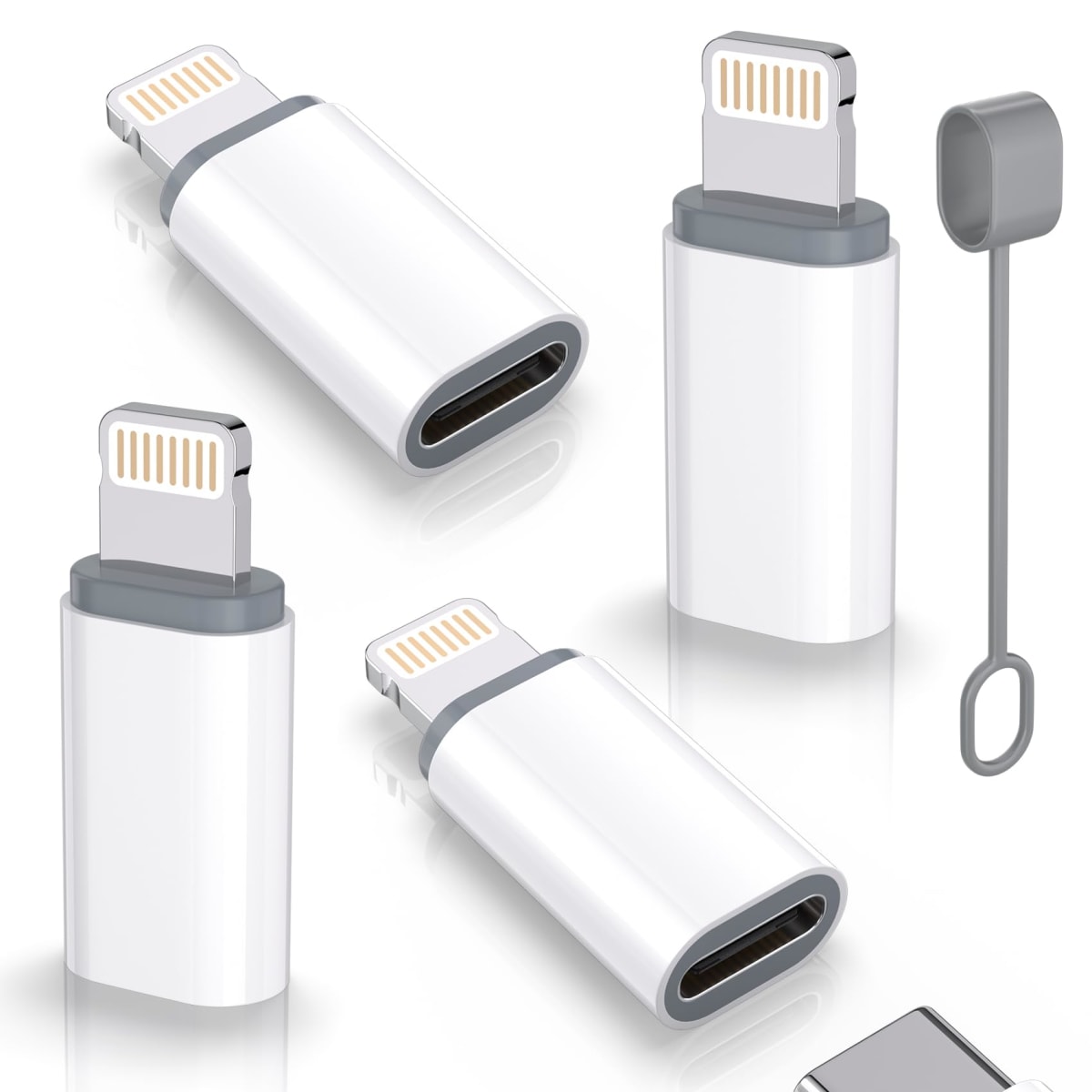USB C Type C to Lightning Adapter MFi Certified 4 Pack 27W Fast Charging Support Data Sync,Lightning to USB Type C Cable Adapter for iPhone/iPad/for Airpods,with Anti-Lost Loop,Not for Audio/OTG