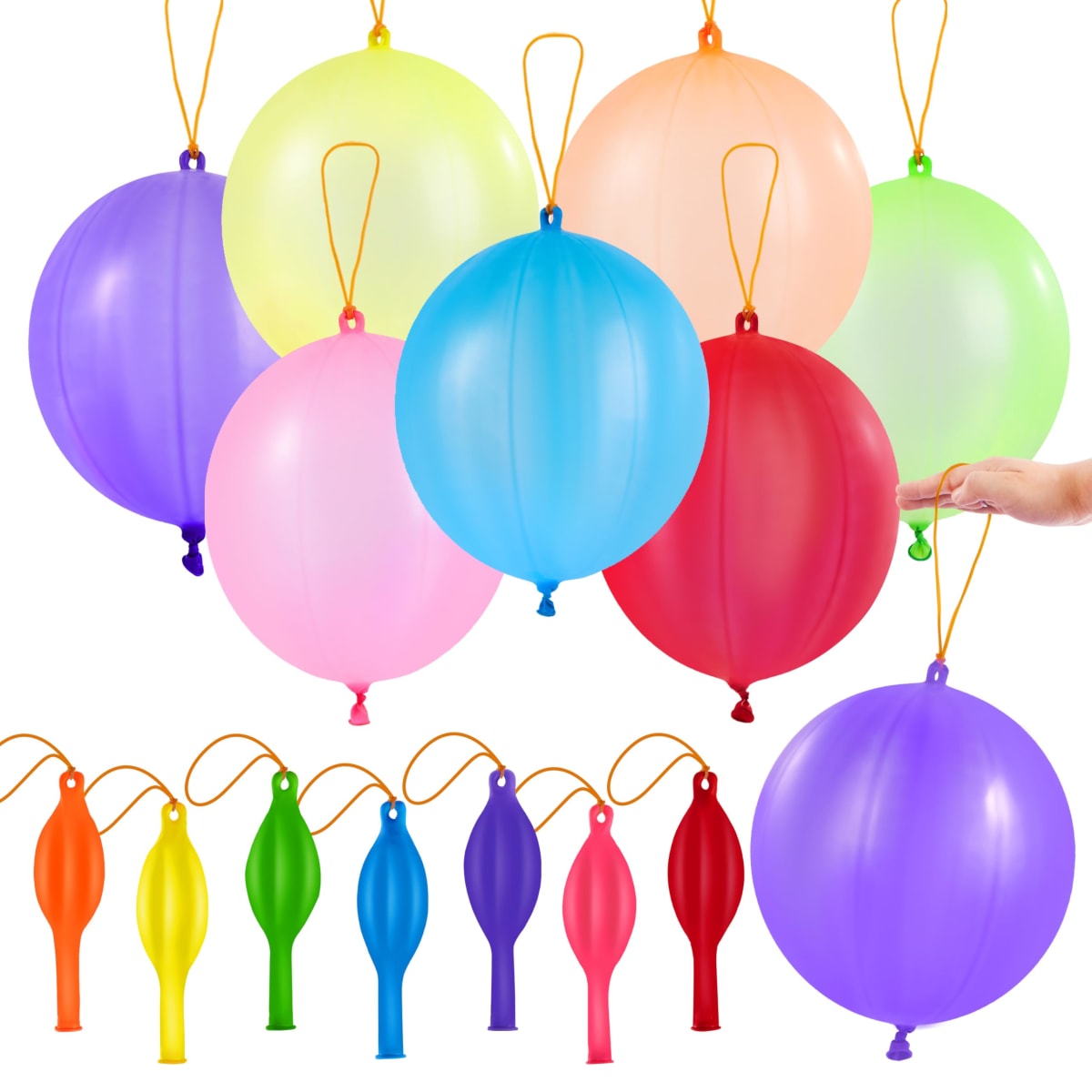 JOYIN 12 Pcs Punch Balloons, Heavy Duty Party Favors for Kids, Punching Balloons with Rubber Band Handle for Birthday, Goodie Bags Stuffers, Party Supplies,School Classroom Prizes