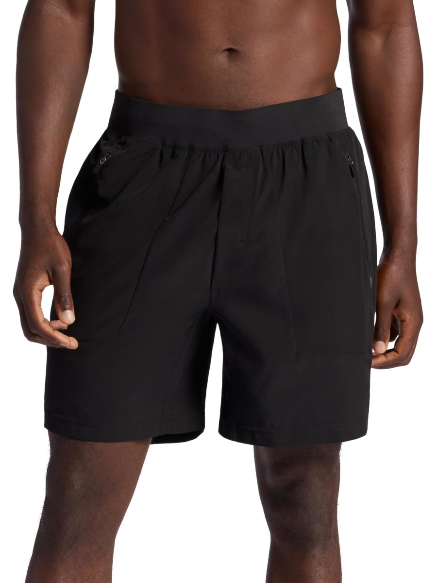 Gaiam Men’s Nomad 7” Short, Standard Fit, Stretch Lightweight Material, Moisture-Wicking, Black, Large