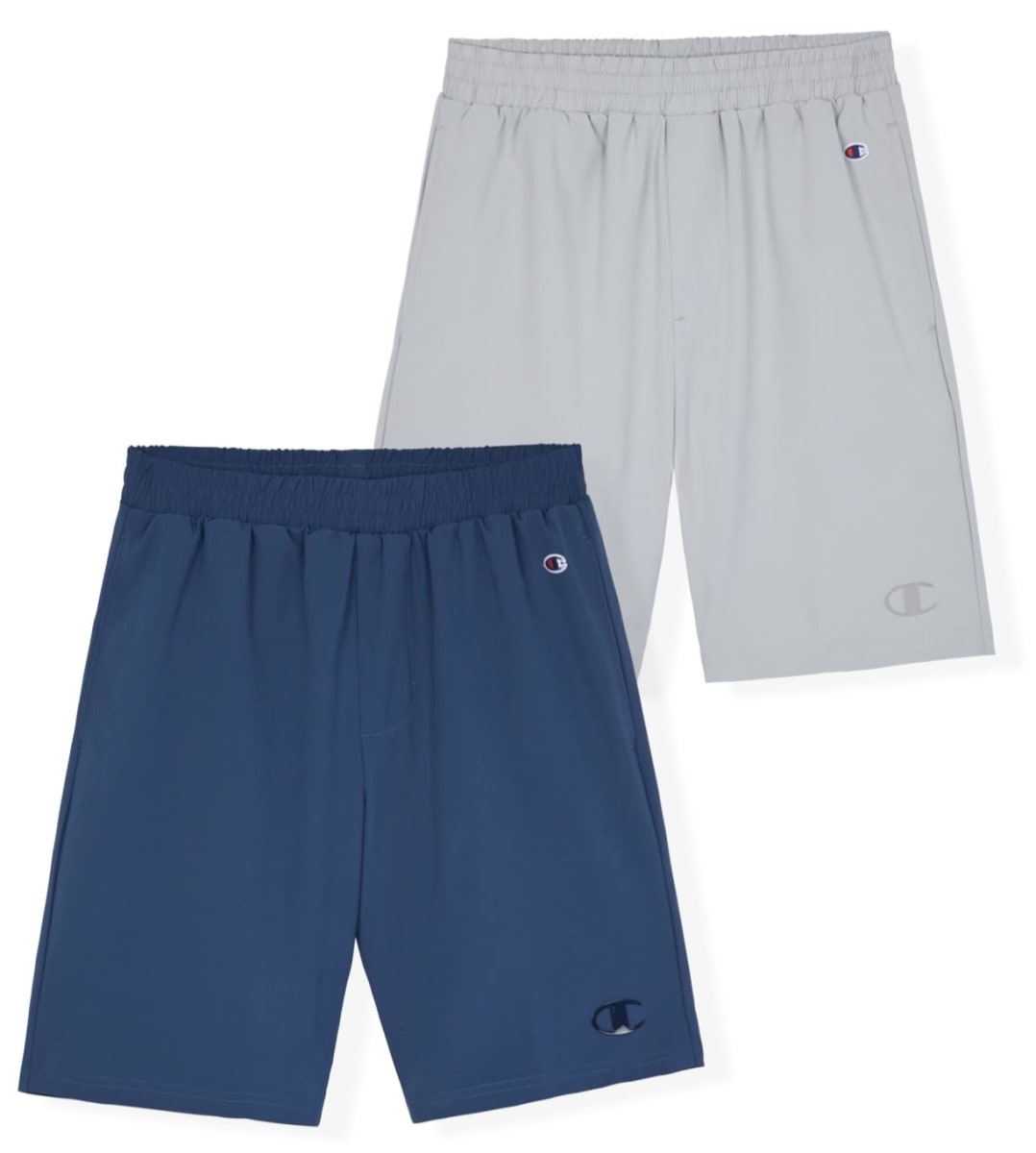 Champion Boys Shorts for Kids Athletic 2 Pack Lightweight Hybrid Short, Blue-Light Gray, Large