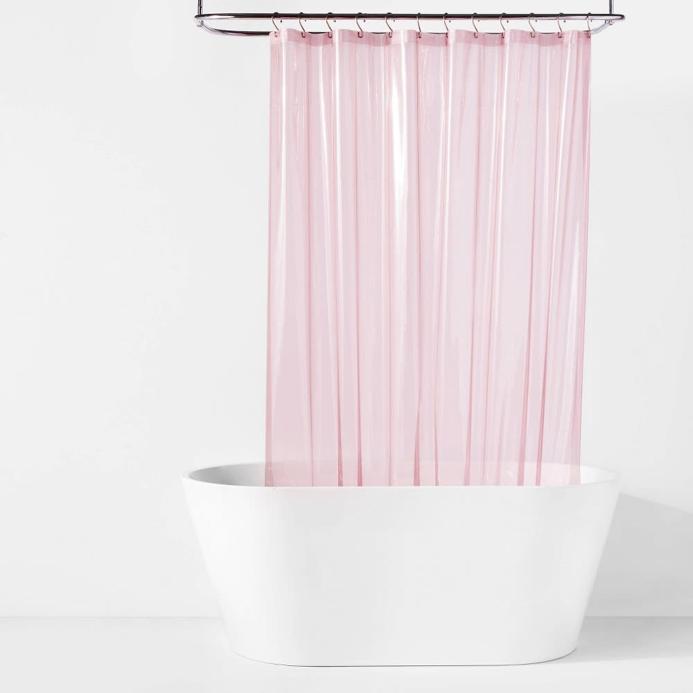 70"x71" Lightweight Color Shower Liner Pink - Room Essentials™: PEVA, Buttonhole Top, Easy to Clean