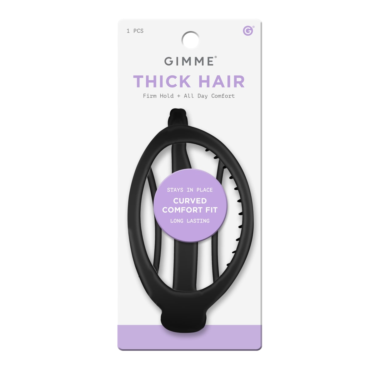 Gimme Beauty Curved Comfort Fit Clip - Curved Comfort Design for Headrest - Lightweight & Strong Break-Resistant Clips for All Hair Types - Aesthetic Non-Slip Accessory for Thick Hair - 1 Pack Black
