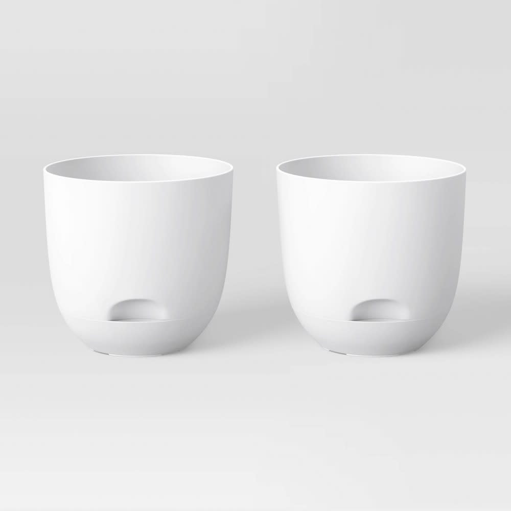 6 x 2pc Self-Watering Plastic Indoor Outdoor Planter Pots White 4"x4" - Room Essentials™: No Assembly Required