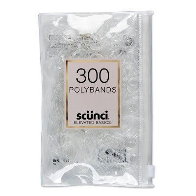 Scunci Mixed Size Polybands in Zippered Pouch Clear - 300pk MEDIUM CLEAR