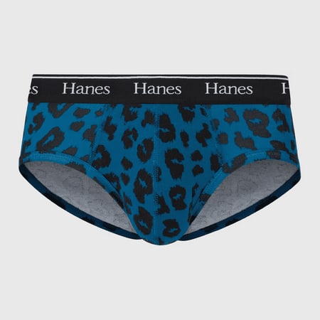 Hanes Originals Premium Men s Briefs - Blue Leopard Print Large