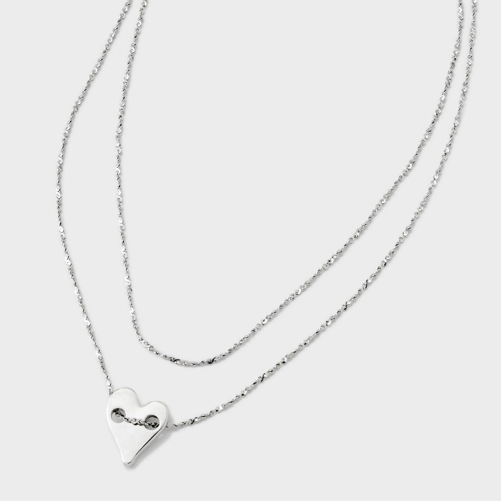 Heart Medallion 15.5 Inch Multi-Strand Necklace - Universal Thread™ Silver