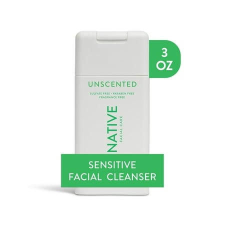 Native Skin Care Sensitive Facial Cleanser Travel Size Unscented for Sensitive Skin 3 fl oz