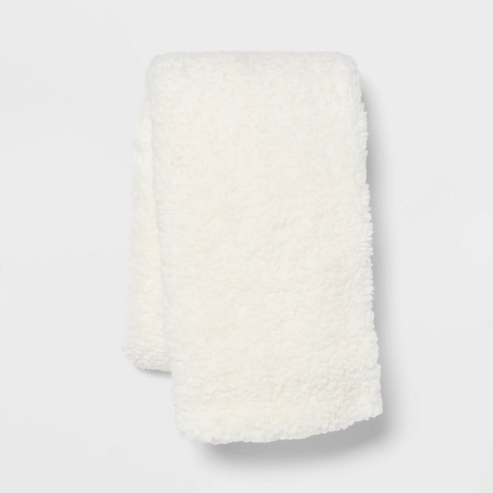Faux Shearling Body Pillow Cover Ivory - Room Essentials™: Zippered, 100% Polyester, Machine Washable