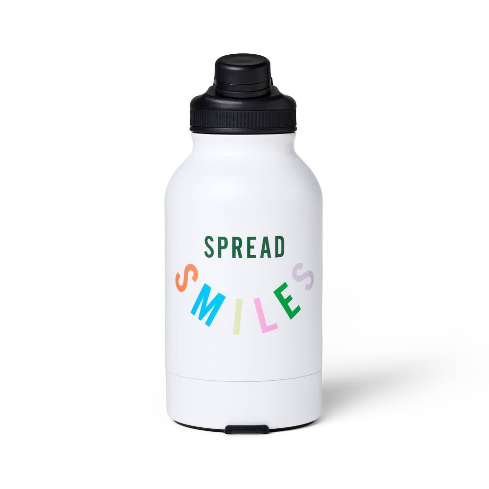 "Spread Smiles" Water Bottle with Built in Bowl - The Cuddle Collab with Ellie & Emma