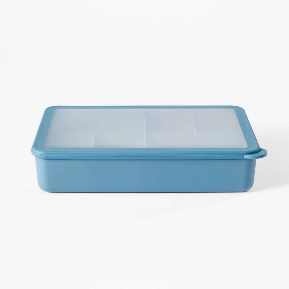 8-Compartment Large Plastic Snack Bento Box Blue - Figmint™: Recycled PET, Dishwasher & Microwave Safe