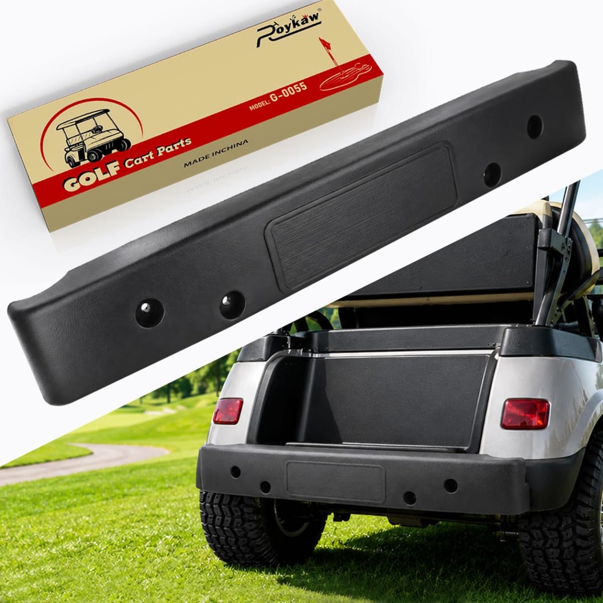 Roykaw Golf Cart Short Rear Bumper Compatible with EZGO TXT 2000-up G&E Golf Carts, Replaces OEM# 71578G01