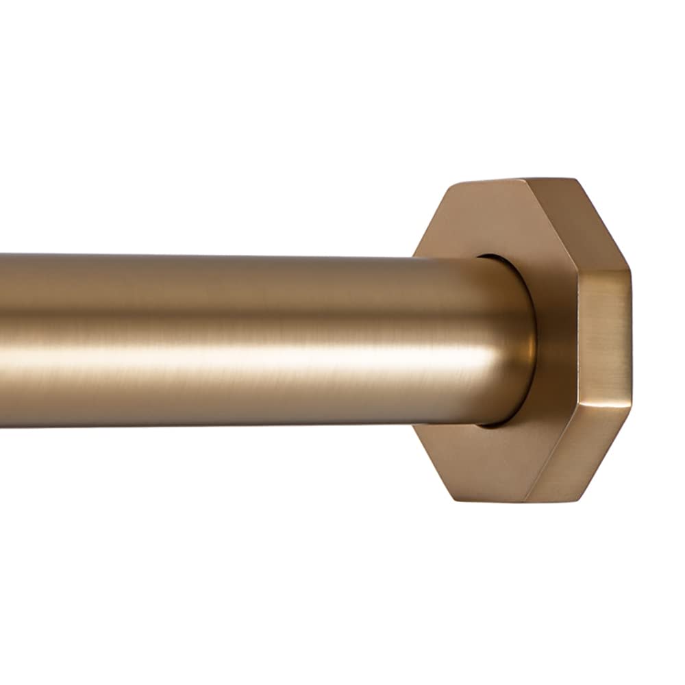 Ivilon Tension Curtain Rod - Hexagonal Spring Tension Rod for Windows or Shower, 36 to 54 Inch, Warm Gold