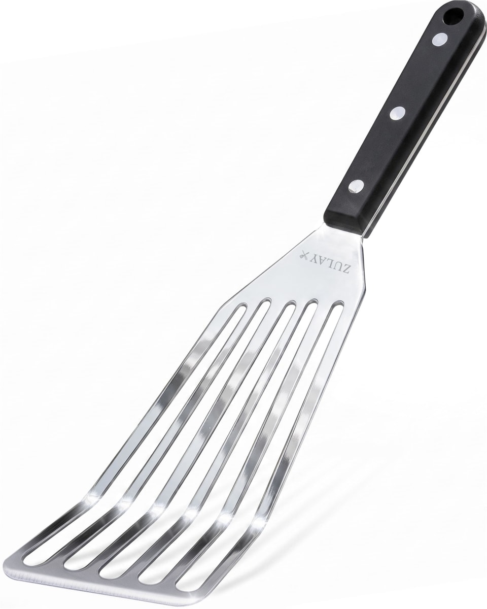 Zulay 12.4” Fish Spatula Stainless Steel - Slotted Fish Turner Spatula with Sloped Head Design - Durable and Lightweight Thin Spatula Metal for Flipping Delicate Food, Fish, Egg, Patties, Fries