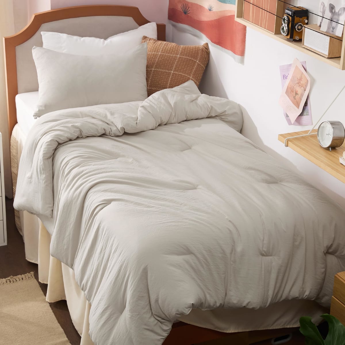 Bedsure King Comforter Set Prewashed Soft Bedding 3Pcs Muted Linen 104"x90"