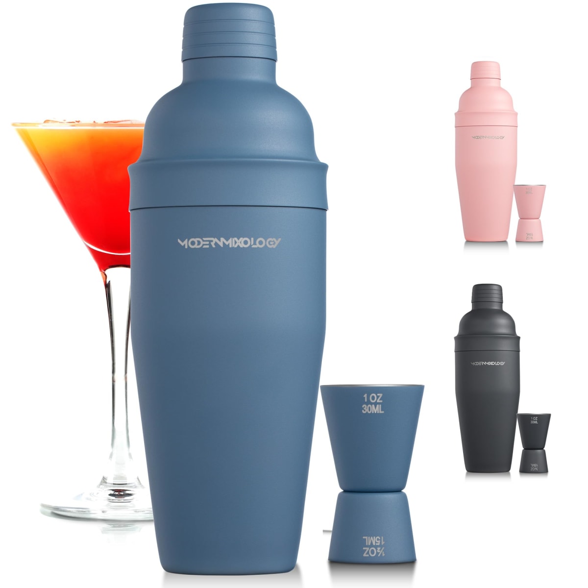 Navy Blue-Mixology Bartender Kit - 2-Piece Matte Cocktail Shaker Set