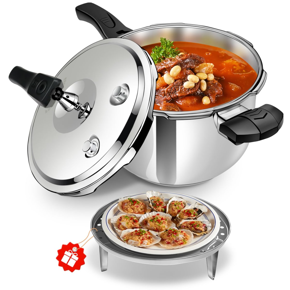 12quart Stainless Steel Pressure Cooker, All Stovetops Induction Compatible, Cooking Pressure Cooker 12+qt,pressure pot , large olla de presion, stainless steel pressure cooker for canning12+ quart