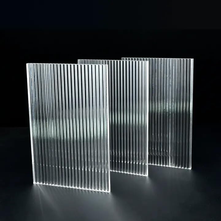 Set of 3 Decorative Extruded Clear Acrylic Sheets with Striped Texture | 1/8" Thick Ribbed Acrylic Panels for Home Decor, Display Stands, Crafts, and Signage(12" x 12")