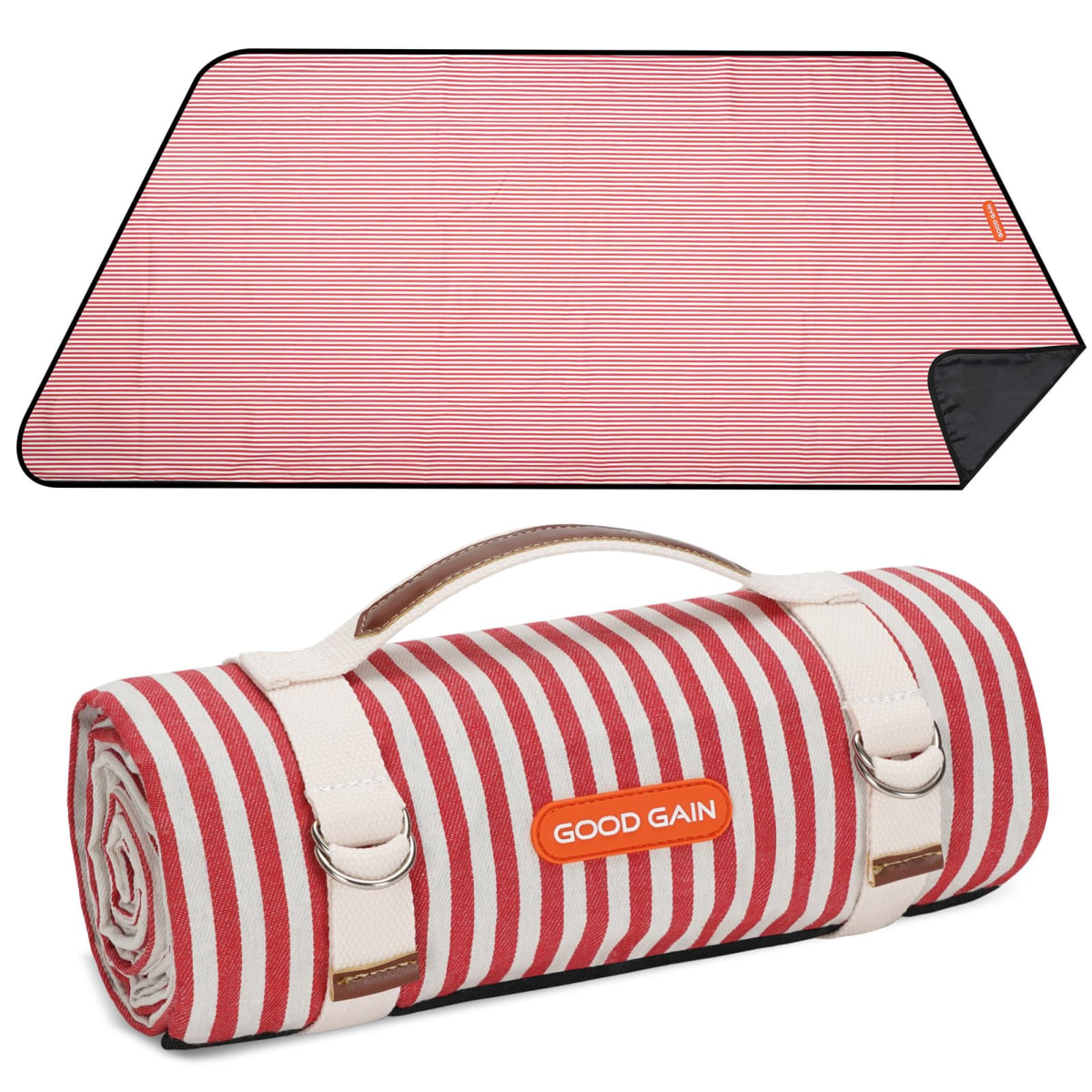G GOOD GAIN Picnic Outdoor Blankets Waterproof Large - Beach Mat Sand Free Foldable with Carry Strap | Portable Camping Blanket | Park Blanket for Grass Park, Hiking, Travel, Concerts, Indoor (Red)