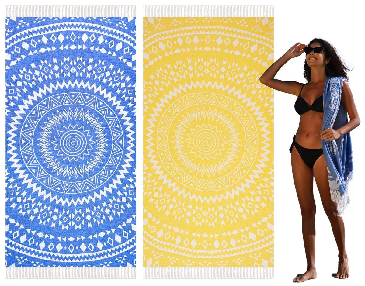Widdonen Turkish Beach Towel Extra Large 79x36 4 Pack Quick Dry Compact