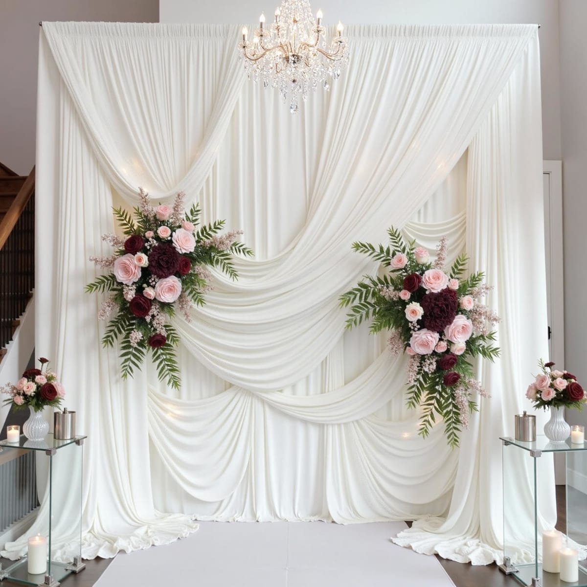 Party Village 20ft×15ft Ivory Backdrop Curtain for Wedding Parties
