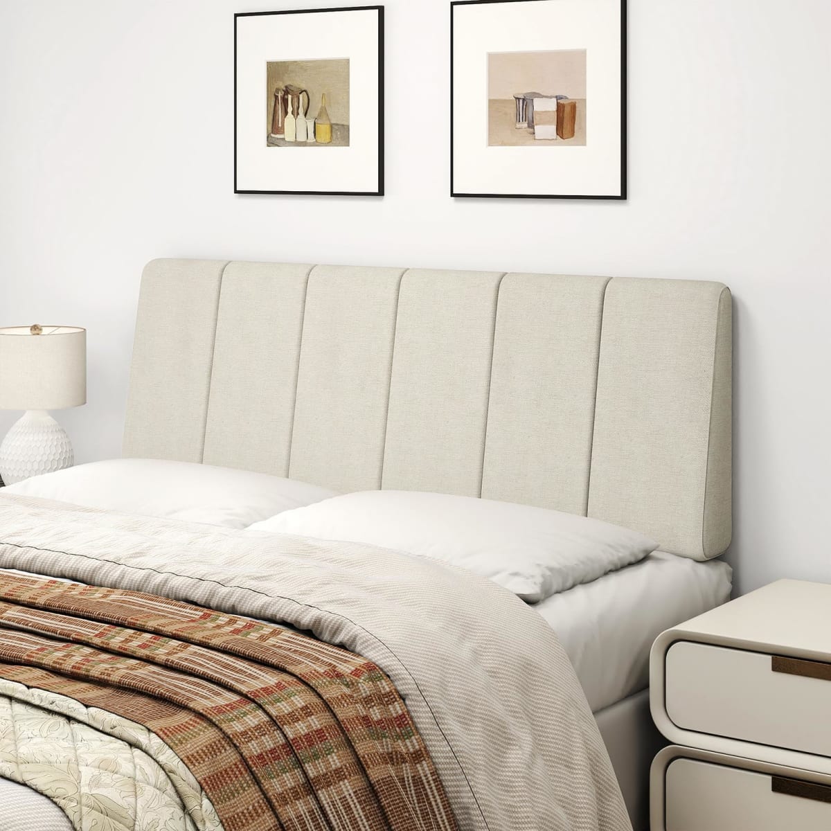 Liiwepo Full Size Headboard Only-No Assembly Required, Beige