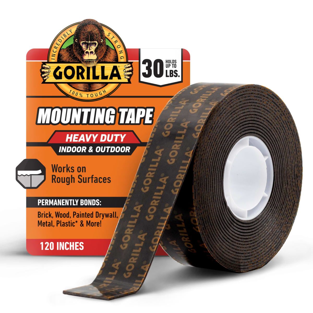 Gorilla Heavy Duty Double Sided Mounting Tape XL, 1" x 120", Black (Pack of 1)