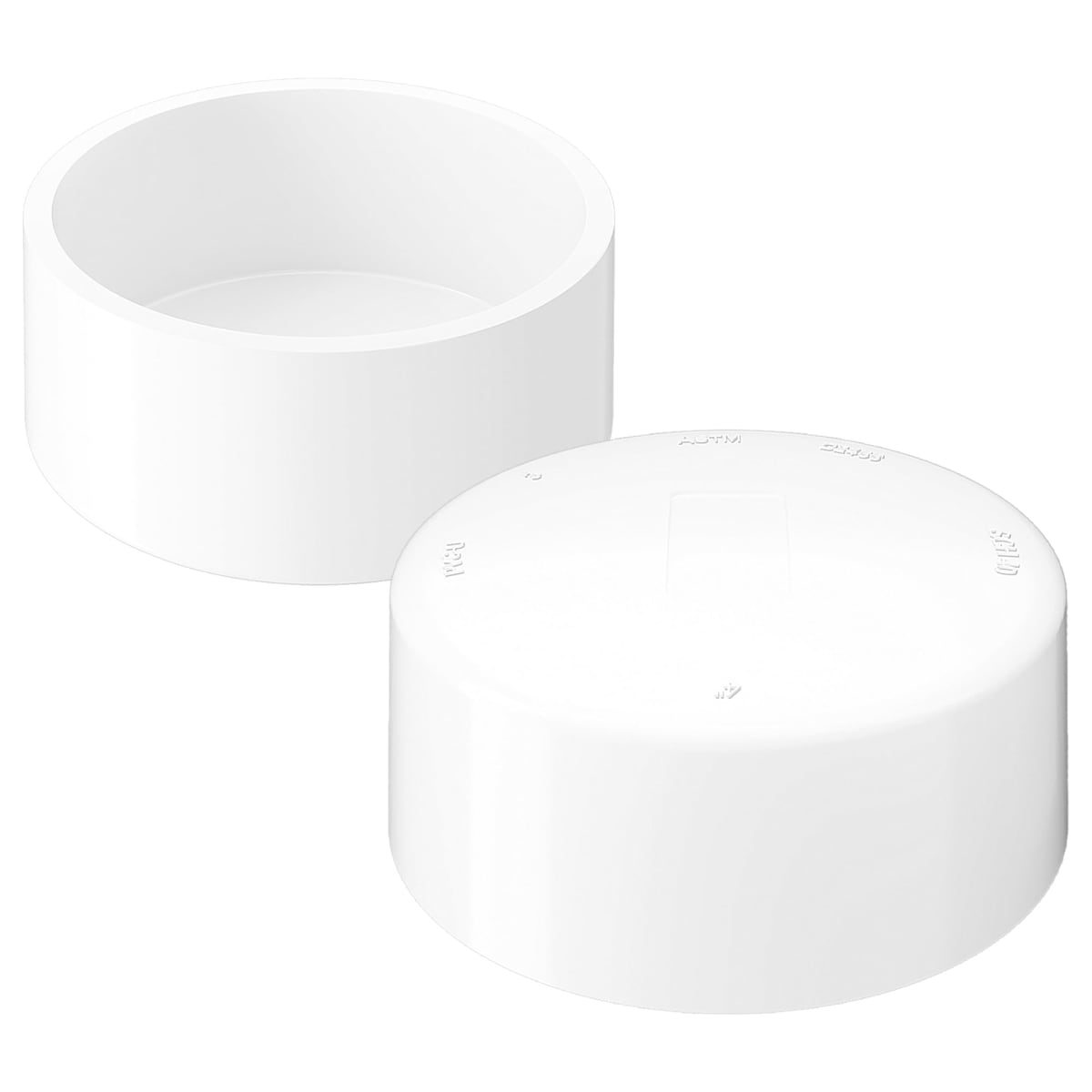 4 Inch PVC Cap, Fits Standard 4" SCH 40 PVC Pipe with 4.5" OD, White, 2 Pcs