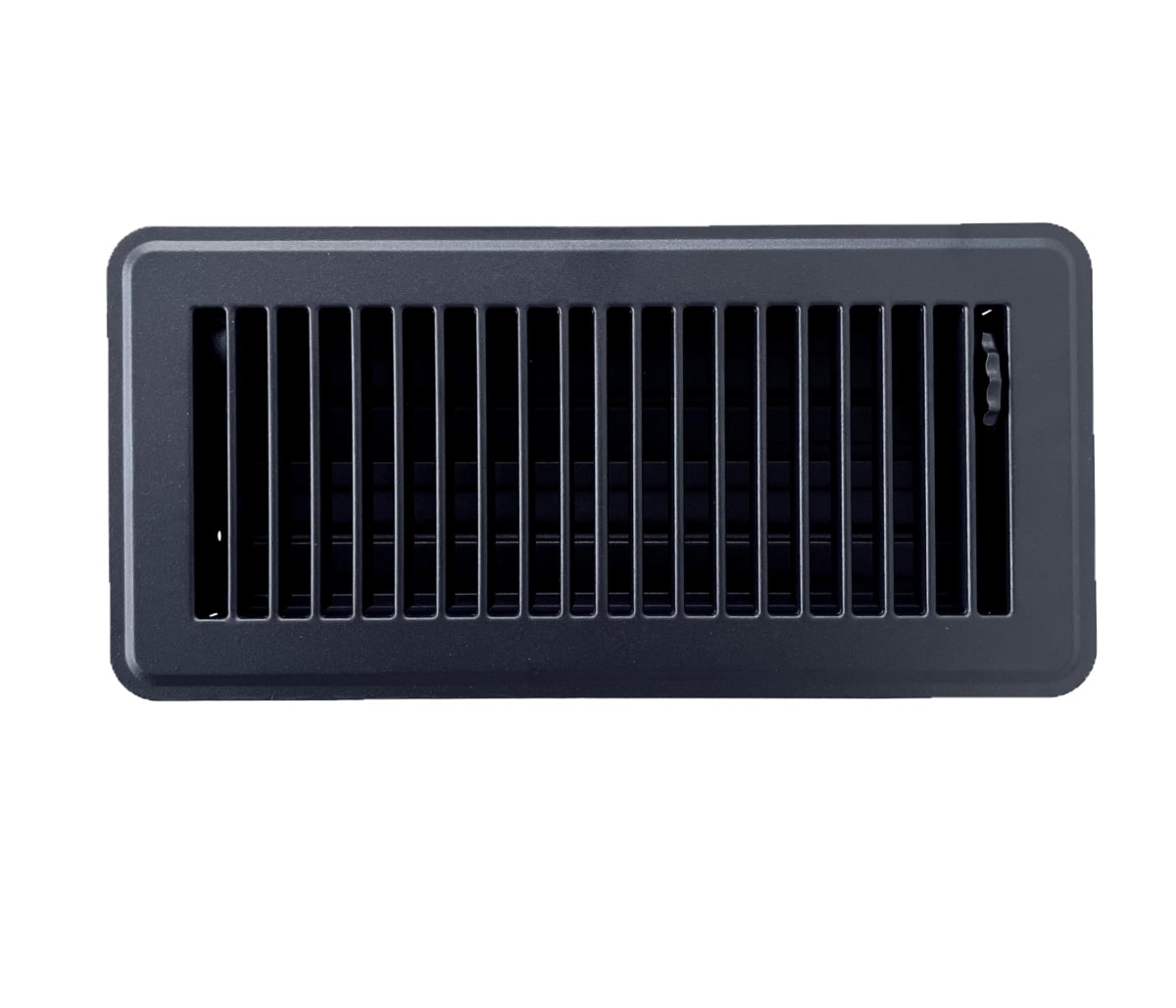 Kompell Aire Heavy Duty Steel Floor Vent with Beautiful Black Matte Finish. Fits in 4 x 12 Duct Opening. Overall Dimension is 5.75 in Wide x 13.75 in Long.