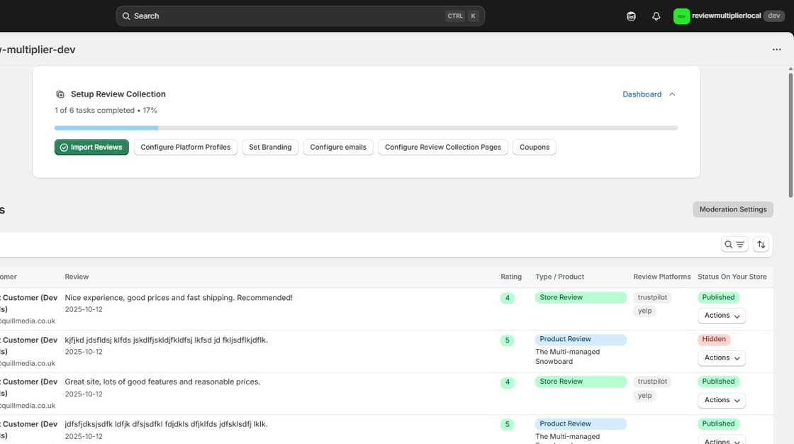 Click Moderation Settings button