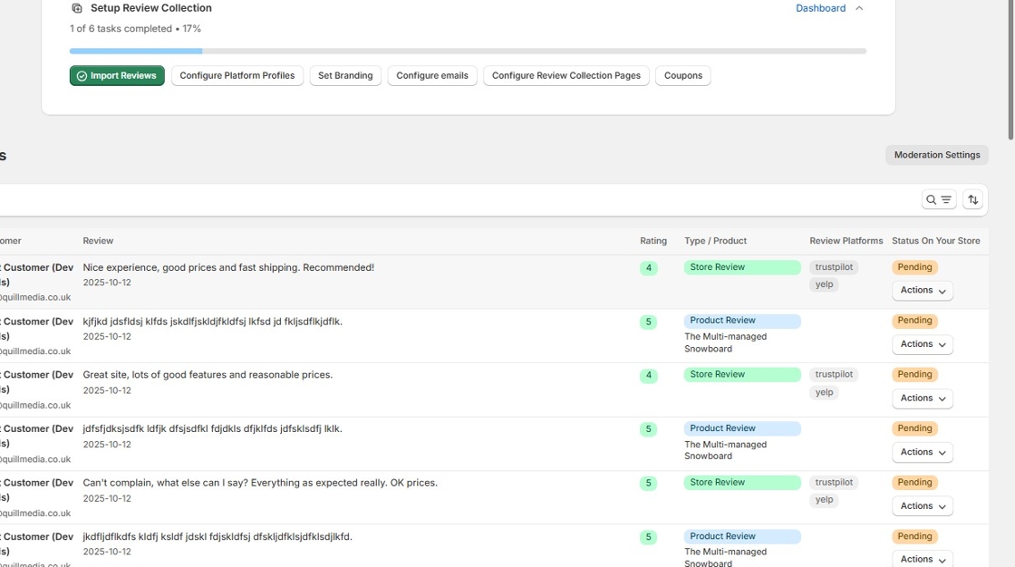 Click the Actions button