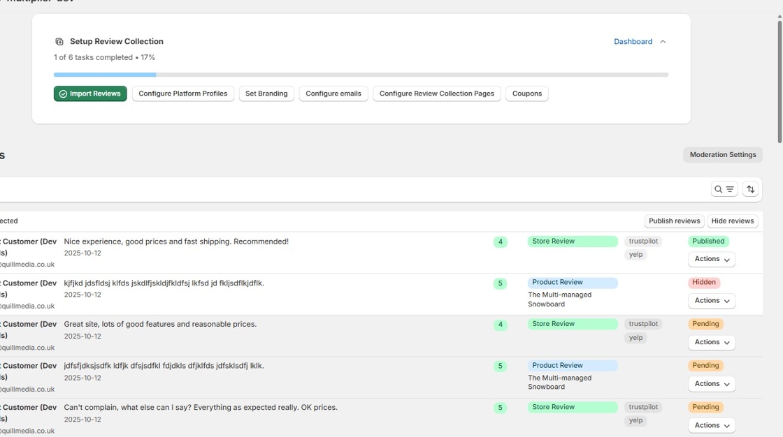 Click Publish reviews button