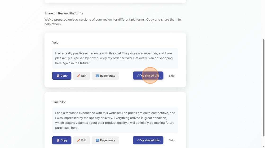 Marking platform as shared