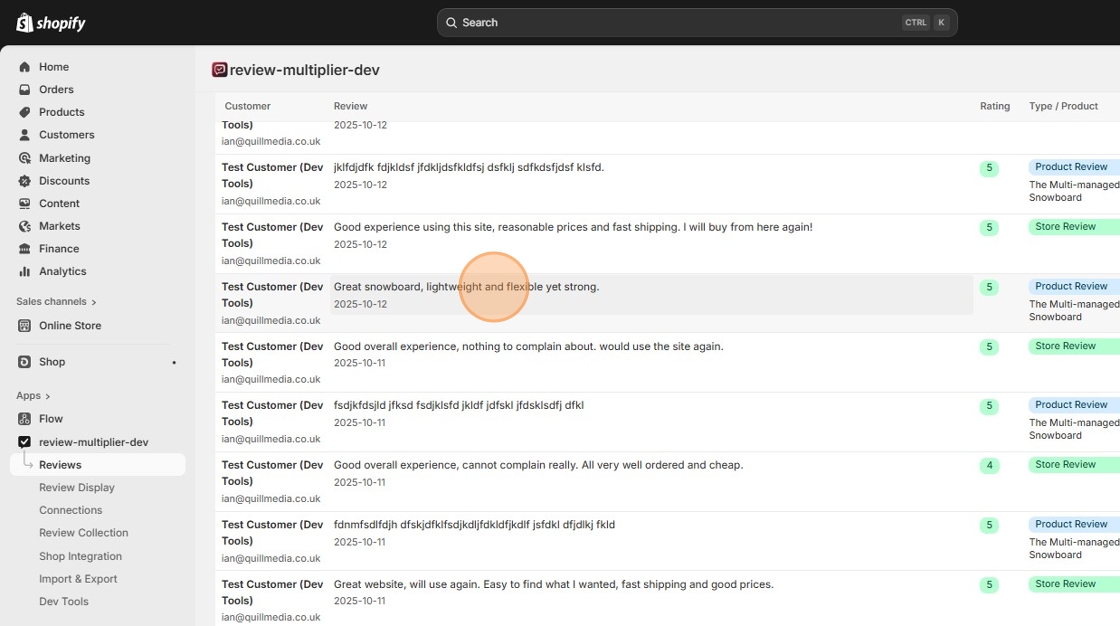 Click on product review