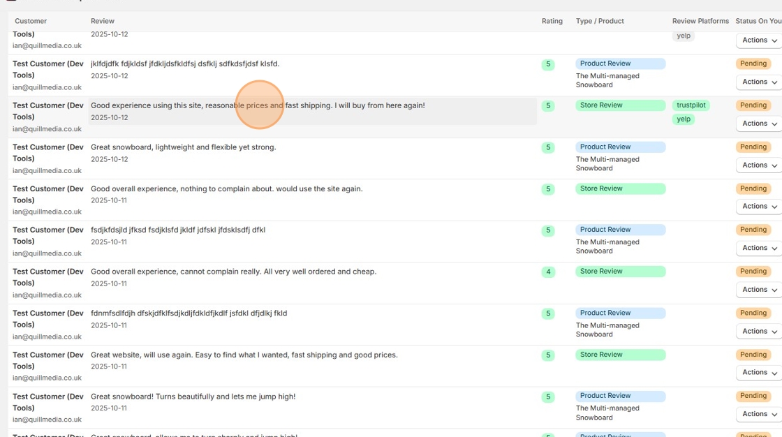 Click on store review