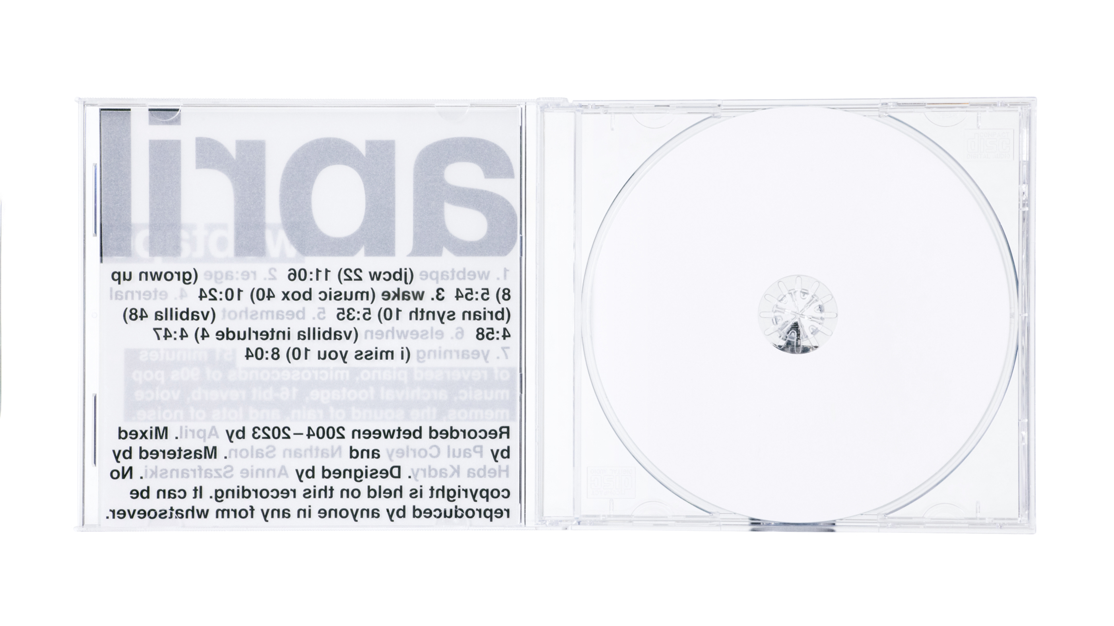 Photo of the CD angled at a distance on a back background. The CD cover has a painting of a ghost on it with the band name somewhat hidden in the fabric of the ghost 