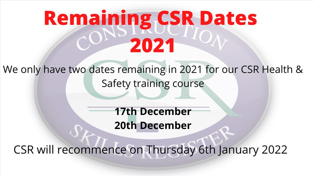 Remaining CSR Course Dates 2021